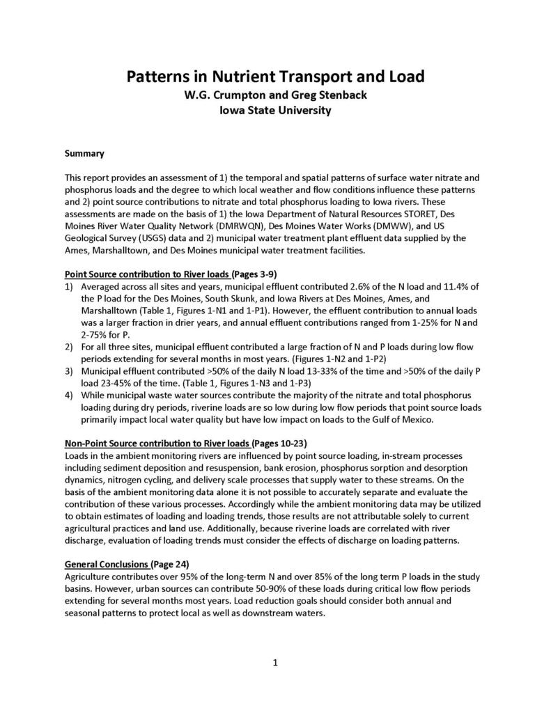 Patterns in Nutrient Transport and Load